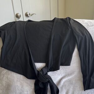 Black Tie-Front Women's Top